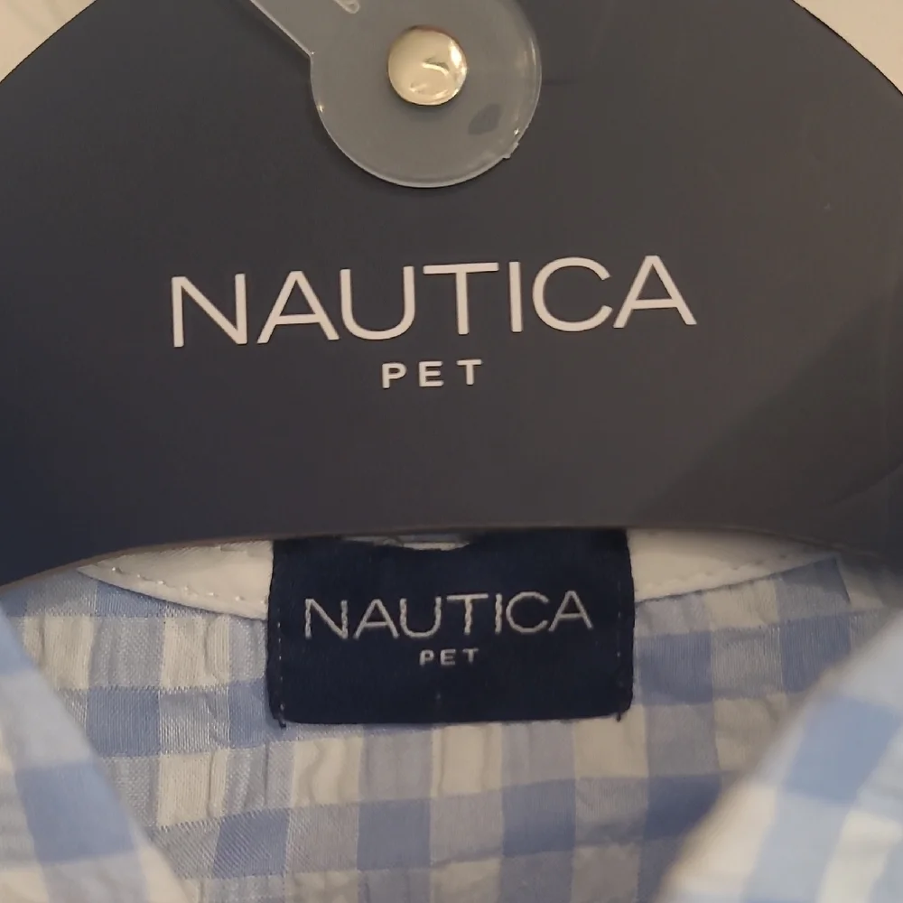 Nautica Plaid Pet Shirt Faux Button Flannel Collared Sleeved Checkered Top NWT
